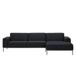 Ecksofa Ampio II Webstoff Stoff Naya: Anthrazit - Longchair davorstehend rechts - Grau