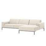 Ecksofa Ampio II Webstoff Stoff Naya: Hellbeige - Longchair davorstehend rechts - Grau