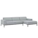 Ecksofa Ampio II Webstoff Stoff Floreana: Hellgrau - Longchair davorstehend rechts - Schwarz