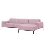 Ecksofa Ampio II Webstoff Stoff Floreana: Rosa - Longchair davorstehend rechts - Schwarz