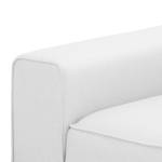 Ecksofa Ampio II Webstoff Stoff Floreana: Weiß - Longchair davorstehend rechts - Schwarz