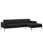 Ecksofa Ampio II Webstoff Stoff Naya: Anthrazit - Longchair davorstehend rechts - Schwarz