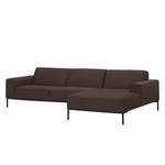 Ecksofa Ampio II Webstoff Stoff Naya: Braun - Longchair davorstehend rechts - Schwarz