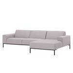 Ecksofa Ampio II Webstoff Stoff Naya: Grau-Beige - Longchair davorstehend rechts - Schwarz