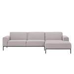 Ecksofa Ampio II Webstoff Stoff Naya: Grau-Beige - Longchair davorstehend rechts - Schwarz