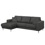 Ecksofa Arietta II Strukturstoff Anthrazit - Longchair davorstehend links