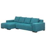 Ecksofa Arrimal Strukturstoff Türkis Longchair/Ottomane davorstehend links