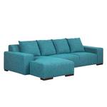 Ecksofa Arrimal Strukturstoff Türkis Longchair/Ottomane davorstehend links