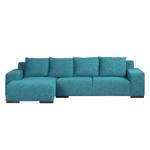 Ecksofa Arrimal Strukturstoff Türkis Longchair/Ottomane davorstehend links