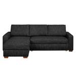 Ecksofa Arveda (mit Schlaffunktion) Strukturstoff - Schwarz - Longchair davorstehend links