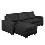 Ecksofa Arveda (mit Schlaffunktion) Strukturstoff - Schwarz - Longchair davorstehend links