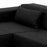 Ecksofa Atlanta Echtleder Echtleder Gad: Schwarz - Longchair davorstehend rechts