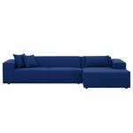 Ecksofa Atlanta Webstoff Stoff Ramira: Blau - Longchair davorstehend rechts