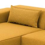 Canapé d'angle Atlanta Tissu Tissu Selva : Jaune moutarde - Méridienne courte à gauche (vue de face)