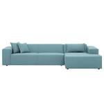 Ecksofa Atlanta Webstoff Stoff Selva: Hellblau - Longchair davorstehend rechts