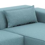 Canapé d'angle Atlanta Tissu Tissu Selva : Bleu clair - Méridienne courte à droite (vue de face)