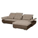 Ecksofa Auletta (mit Schlaffunktion) Microfaser / Webstoff - Braun / Cappuccino