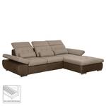 Ecksofa Auletta (mit Schlaffunktion) Microfaser / Webstoff - Braun / Cappuccino