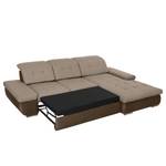 Ecksofa Auletta (mit Schlaffunktion) Microfaser / Webstoff - Braun / Cappuccino