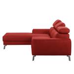 Ecksofa Badami Kunstleder Rot - Longchair davorstehend links