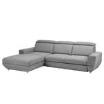 Ecksofa Bagley Webstoff mit Schlaffunktion - Granit - Longchair davorstehend links