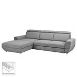 Ecksofa Bagley Webstoff mit Schlaffunktion - Granit - Longchair davorstehend links