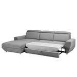 Ecksofa Bagley Webstoff mit Schlaffunktion - Granit - Longchair davorstehend links