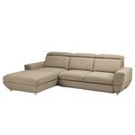 Ecksofa Bagley Webstoff mit Schlaffunktion - Sand - Longchair davorstehend links