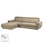 Ecksofa Bagley Webstoff mit Schlaffunktion - Sand - Longchair davorstehend links