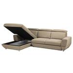 Ecksofa Bagley Webstoff mit Schlaffunktion - Sand - Longchair davorstehend links