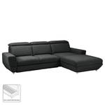 Ecksofa Bagley Webstoff mit Schlaffunktion - Anthrazit - Longchair davorstehend rechts