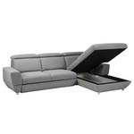 Ecksofa Bagley Webstoff mit Schlaffunktion - Granit - Longchair davorstehend rechts