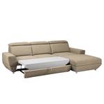 Ecksofa Bagley Webstoff mit Schlaffunktion - Sand - Longchair davorstehend rechts