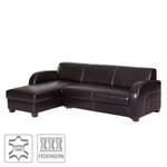 Ecksofa Ballina Echtleder Echtleder - Dunkelbraun - Longchair davorstehend links