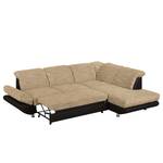 Ecksofa Bandya Kunstleder / Strukturstoff - Dunkelbraun / Beige - Ottomane davorstehend rechts - Schlaffunktion