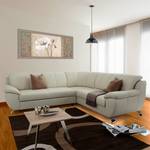 Ecksofa Barletta (mit Schlaffunktion) Kunstleder Creme - Ottomane davorstehend links