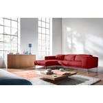 Ecksofa Beloha Echtleder Rot - Longchair davorstehend links