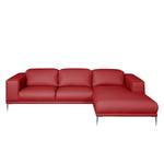 Ecksofa Beloha Echtleder Rot - Longchair davorstehend rechts