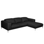 Ecksofa Beloha Echtleder Schwarz - Longchair davorstehend rechts