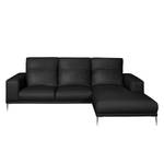 Ecksofa Beloha Echtleder Schwarz - Longchair davorstehend rechts