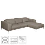 Ecksofa Beloha Echtleder Taupe - Longchair davorstehend rechts