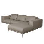 Ecksofa Beloha Echtleder Taupe - Longchair davorstehend rechts