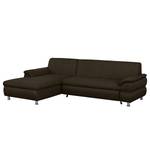 Ecksofa Belzoni Webstoff Bisonbraun - Longchair davorstehend links - Schlaffunktion