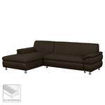 Ecksofa Belzoni Webstoff Bisonbraun - Longchair davorstehend links - Keine Funktion