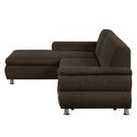 Ecksofa Belzoni Webstoff Bisonbraun - Longchair davorstehend links - Keine Funktion