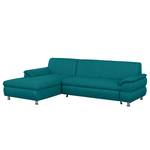 Ecksofa Belzoni Webstoff Petrol - Longchair davorstehend links - Keine Funktion