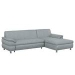 Ecksofa Belzoni Webstoff Granit - Longchair davorstehend rechts - Schlaffunktion