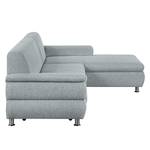 Ecksofa Belzoni Webstoff Granit - Longchair davorstehend rechts - Schlaffunktion