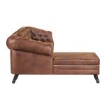 Ecksofa Benavente Antiklederoptik Braun - Longchair davorstehend links