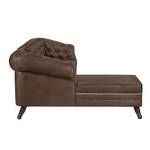 Hoekbank Benavente antiek leren look - Donkerbruin - Longchair vooraanzicht links